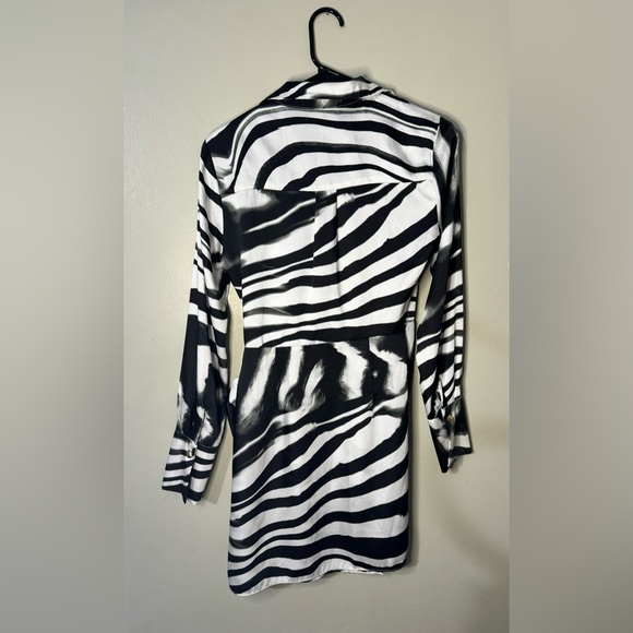Zebra style long sleeve silky dress - Picture 2 of 2